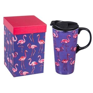 NWT Cypress Home Flamingo Travel Mug with Lid